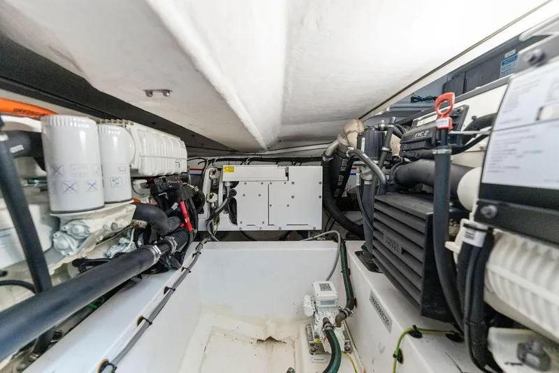 Slide: The Image of Engine room of 2021 Azimut Atlantis 45 yacht, showcasing mechanical components and systems. - 39
