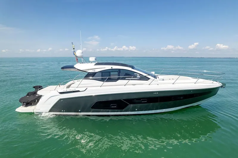 Slide: The Image of Azimut Atlantis 45 yacht, 2021 model, cruising on calm turquoise waters. - 4