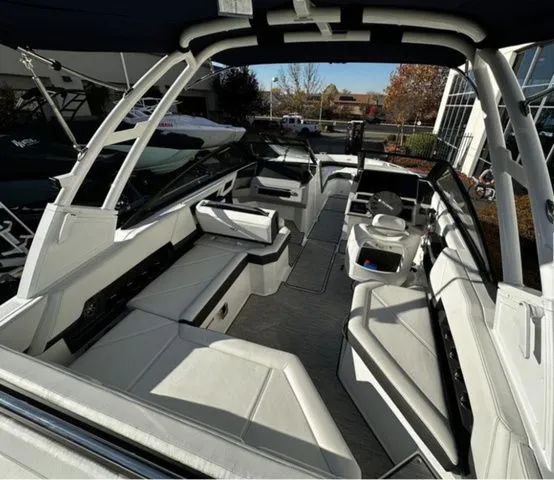Slide: The Image of Interior view of 2025 Cobalt R4 boat with luxurious seating arrangement. - 6
