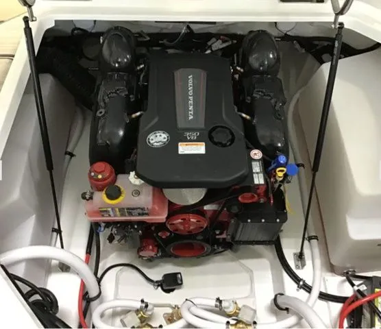 Slide: The Image of Engine compartment of 2025 Cobalt R6 Surf boat with Volvo Penta engine. - 18