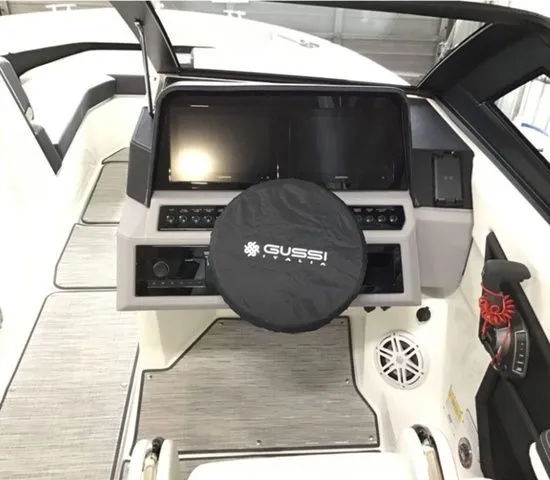 Slide: The Image of Interior of 2025 Cobalt R6 Surf boat with Gussi steering wheel. - 9