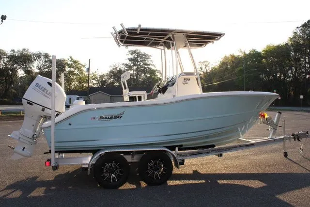 Slide: The Image of 2026 Bulls Bay Boats 200 CC on trailer outdoors. - 6