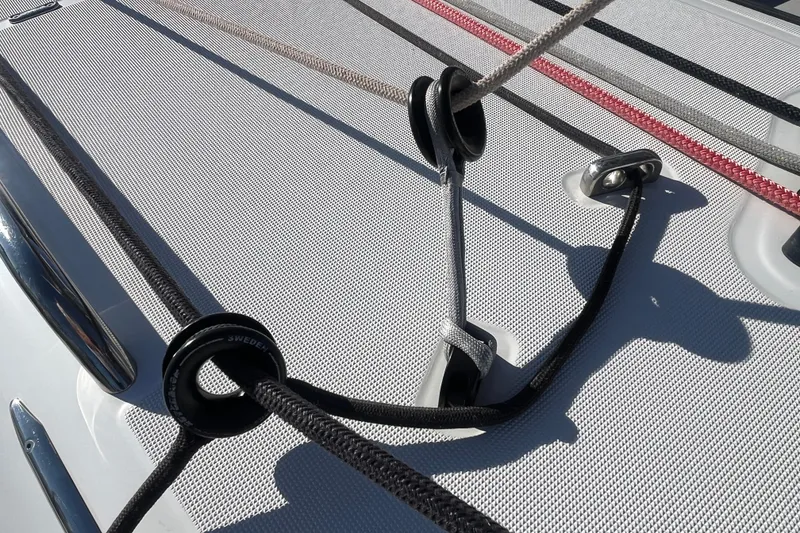 Slide: The Image of Deck rigging on 2023 Jeanneau Sun Odyssey 380 sailboat. - 54