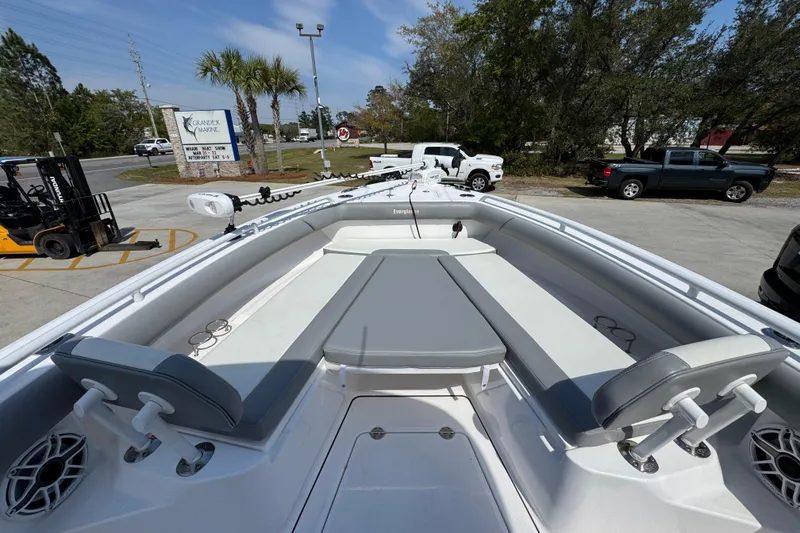 Slide: The Image of 2023 Everglades 273 Center Console boat with spacious seating and modern design. - 20