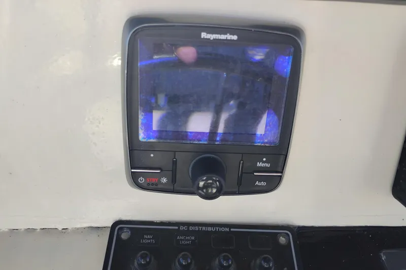 Slide: The Image of Raymarine navigation display on 1988 PT 52 AFT Cabin Motor Yacht dashboard. - 21