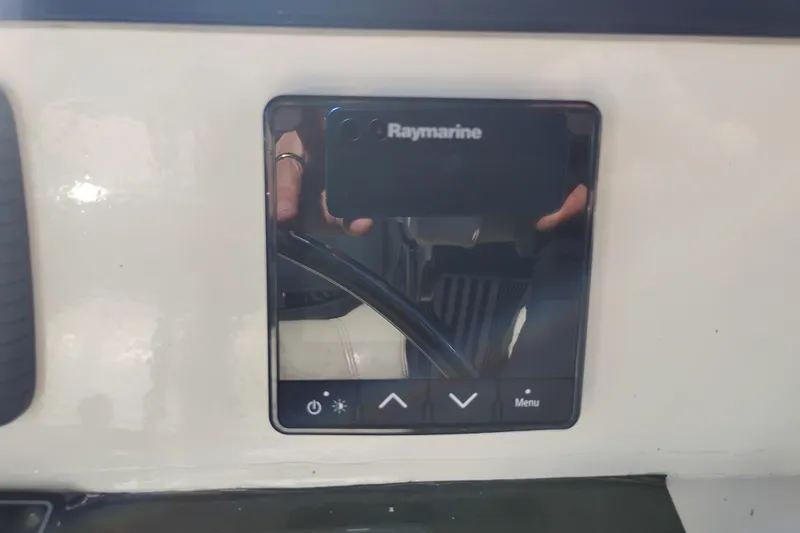 Slide: The Image of Raymarine control panel on 1988 PT 52 AFT Cabin Motor Yacht dashboard. - 22