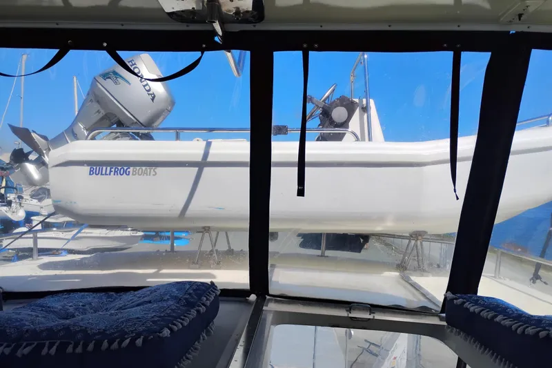 Slide: The Image of View from 1988 PT 52 AFT Cabin Motor Yacht featuring Bullfrog boat and Honda engine. - 28