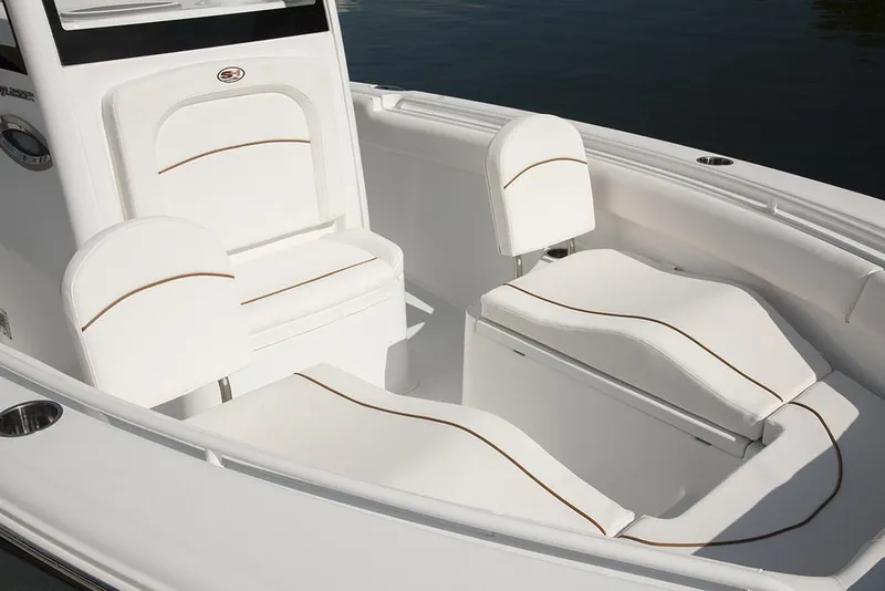 Slide: The Image of Aerial view of 2018 Sea Hunt Ultra 255 SE boat cruising on open water. - 3