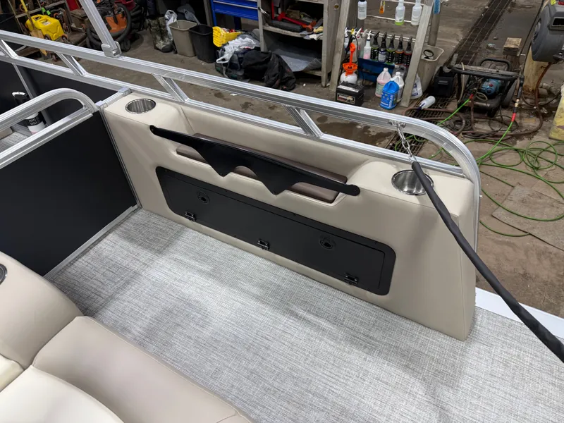 Slide: The Image of Interior of 2025 Tahoe Sport VRB 2385 Swingback with storage and cup holders. - 23