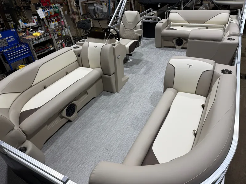 Slide: The Image of Interior of 2025 Tahoe Sport VRB 2385 Swingback pontoon boat. - 33