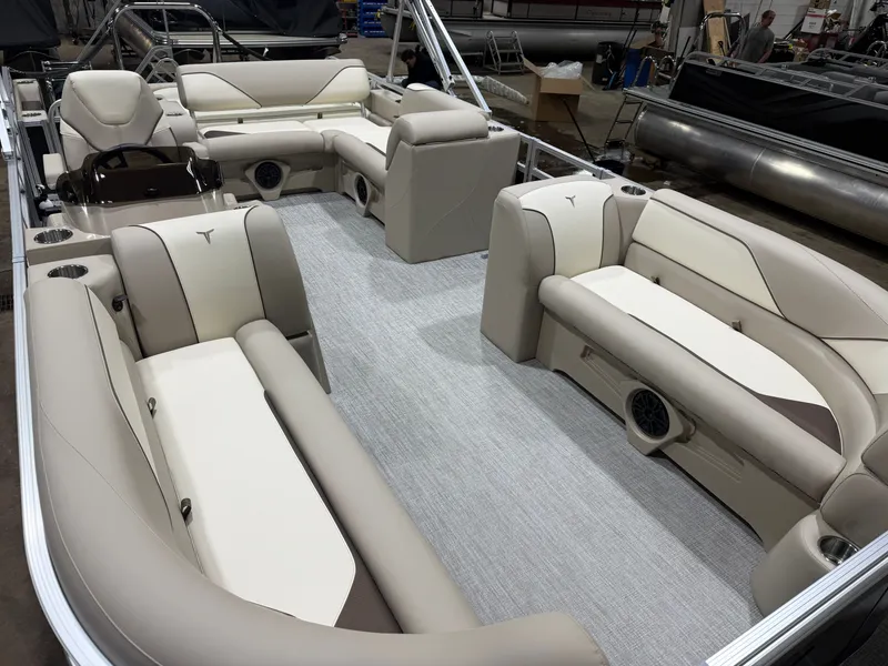 Slide: The Image of Interior of 2025 Tahoe Sport VRB 2385 Swingback pontoon boat. - 34