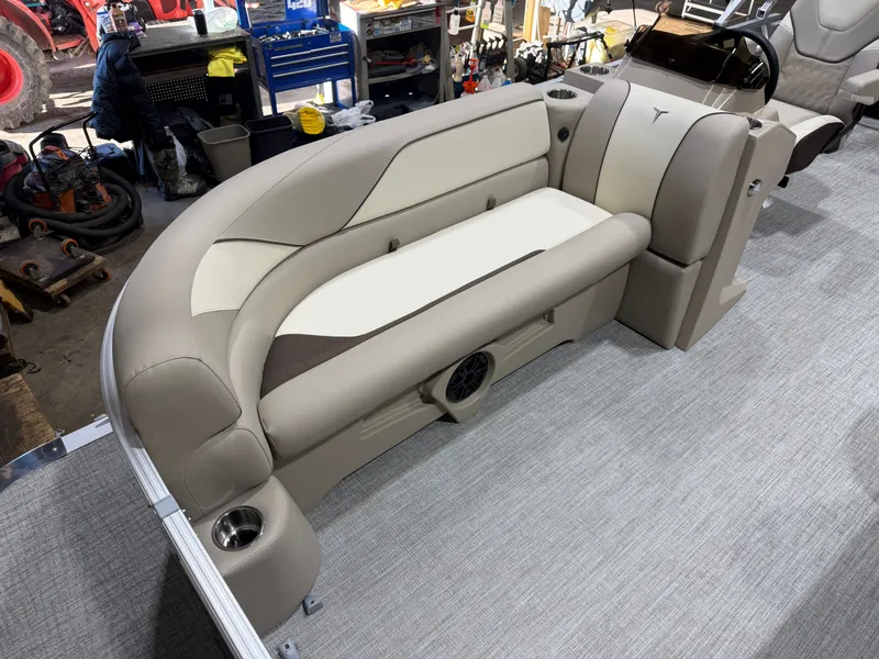 Slide: The Image of Interior of 2025 Tahoe Sport VRB 2385 Swingback with beige upholstered seating. - 7