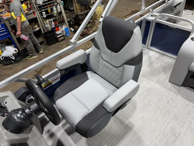 Slide: The Image of Luxurious seating in the 2025 Tahoe Sport VRB 2385 Swingback boat. - 11