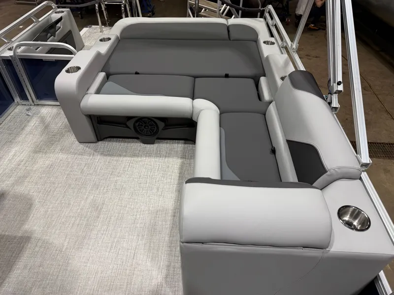 Slide: The Image of Interior of 2025 Tahoe Sport VRB 2385 Swingback with gray upholstery. - 19