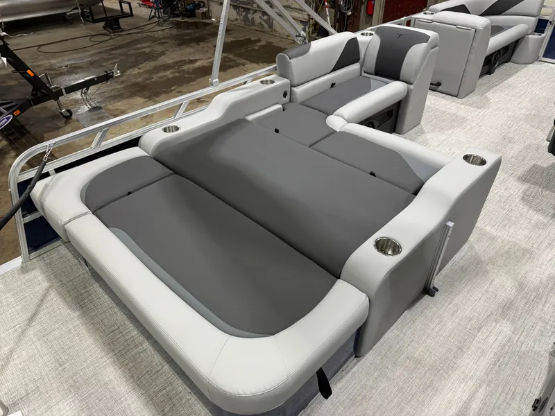 Slide: The Image of 2025 Tahoe Sport VRB 2385 interior with gray upholstery. - 20