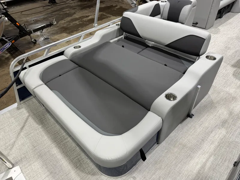Slide: The Image of 2025 Tahoe Sport VRB 2385 Swingback interior with gray upholstery. - 21