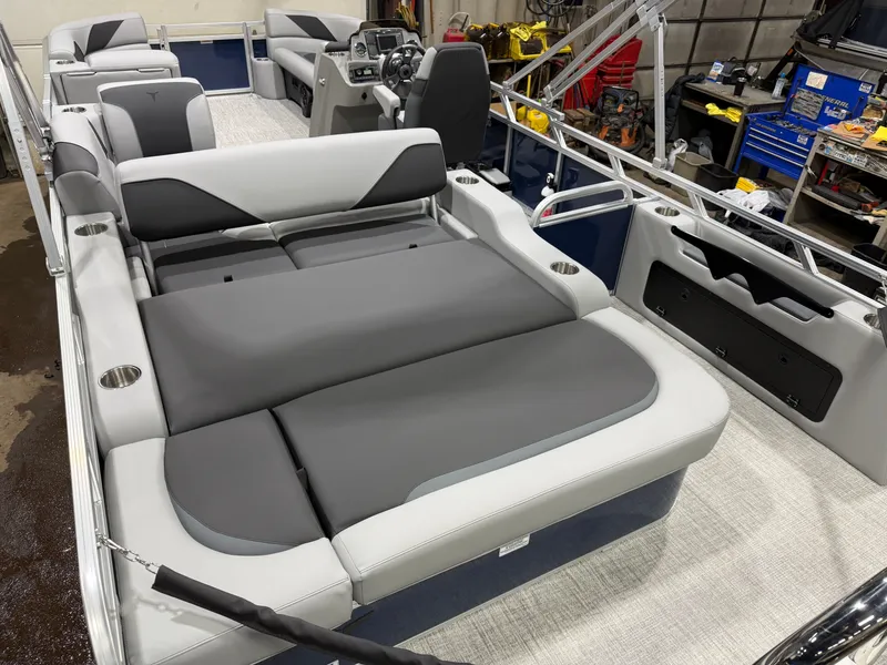 Slide: The Image of 2025 Tahoe Sport VRB 2385 Swingback interior view, luxurious seating, modern design. - 22