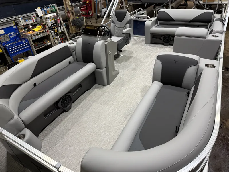 Slide: The Image of Interior of 2025 Tahoe Sport VRB 2385 Swingback pontoon boat. - 34