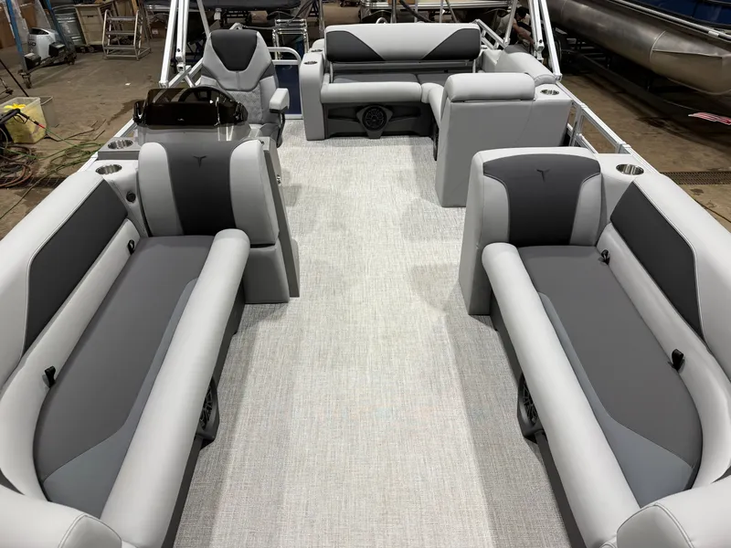 Slide: The Image of Interior of 2025 Tahoe Sport VRB 2385 Swingback pontoon boat. - 7