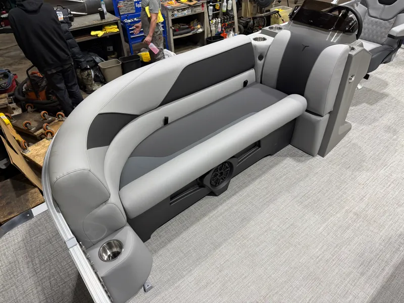 Slide: The Image of Interior of 2025 Tahoe Sport VRB 2385 Swingback with gray upholstery. - 8