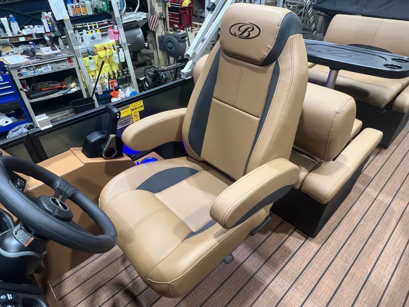 Slide: The Image of Luxurious seating in Bentley Pontoons Legacy 220 QSB, model year 2026. - 11
