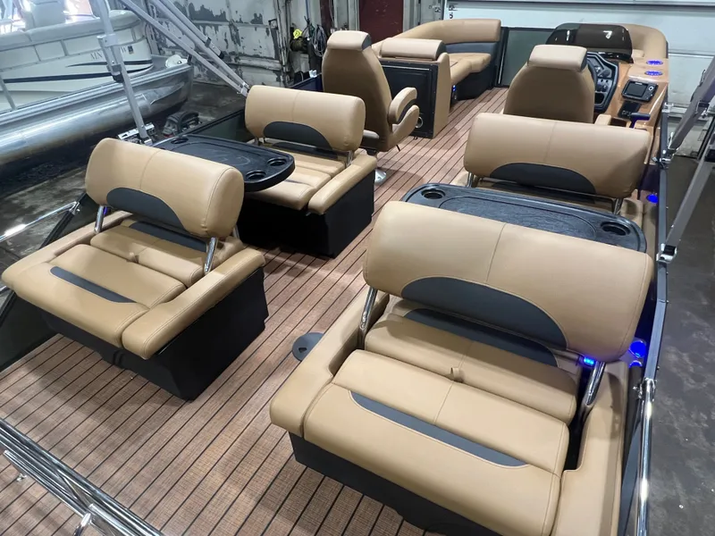 Slide: The Image of Interior of 2026 Bentley Pontoons Legacy 220 QSB with luxurious seating. - 36