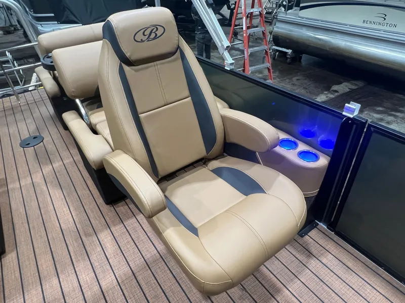 Slide: The Image of Luxurious seating in Bentley Pontoons Legacy 220 QSB Swingback, 2026 model. - 9