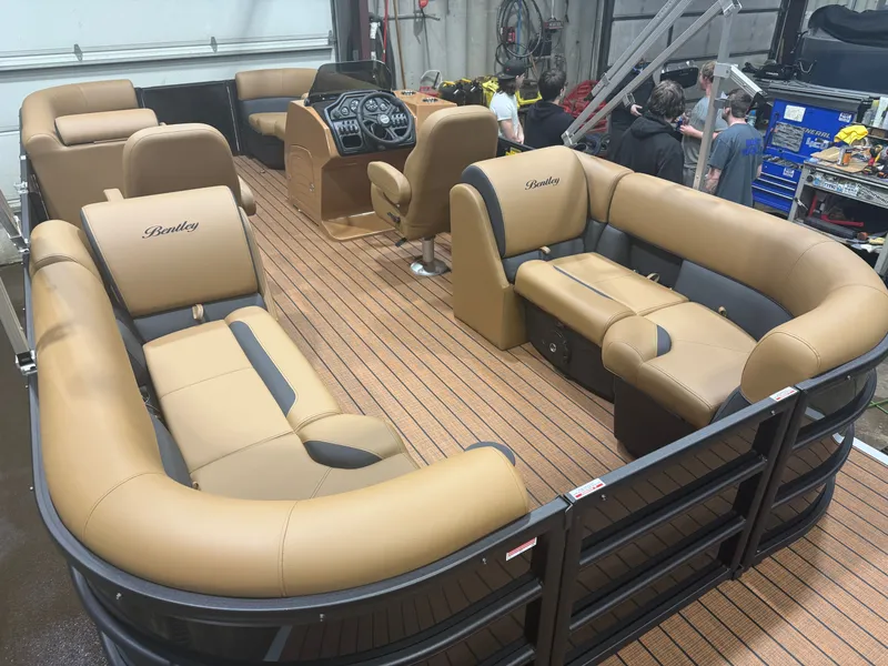 Slide: The Image of Luxurious 2026 Bentley pontoon boat with elegant leather seating. - 20
