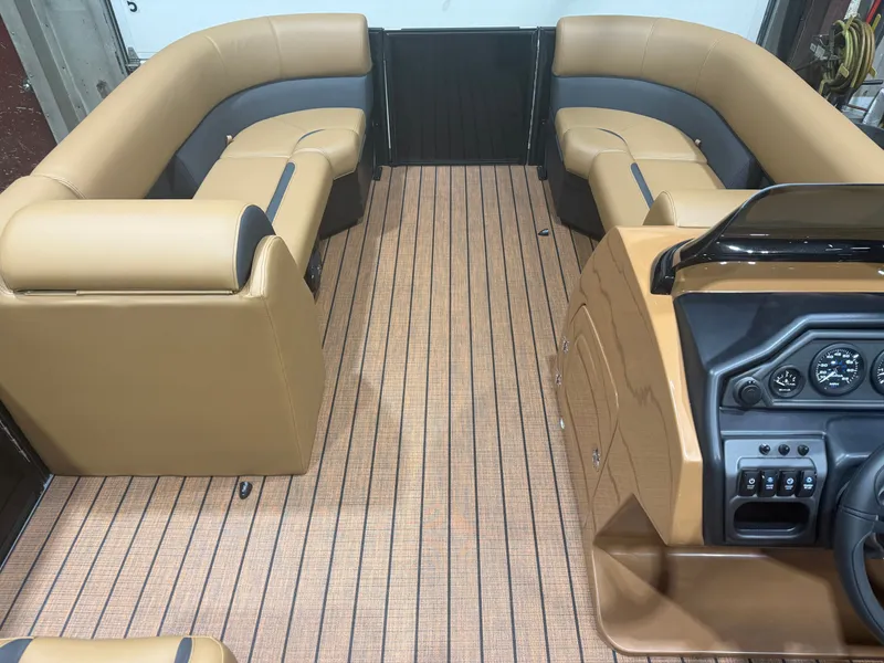 Slide: The Image of Interior of 2026 Bentley Pontoons Legacy 220 Navigator with luxurious seating. - 24
