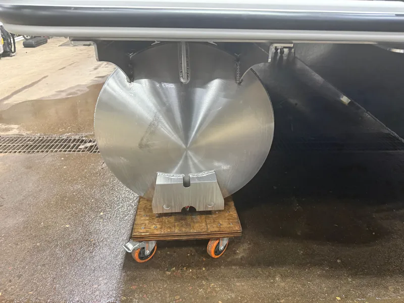 Slide: The Image of Bentley Pontoons Legacy 220 Navigator, 2026, on dolly in workshop. - 33