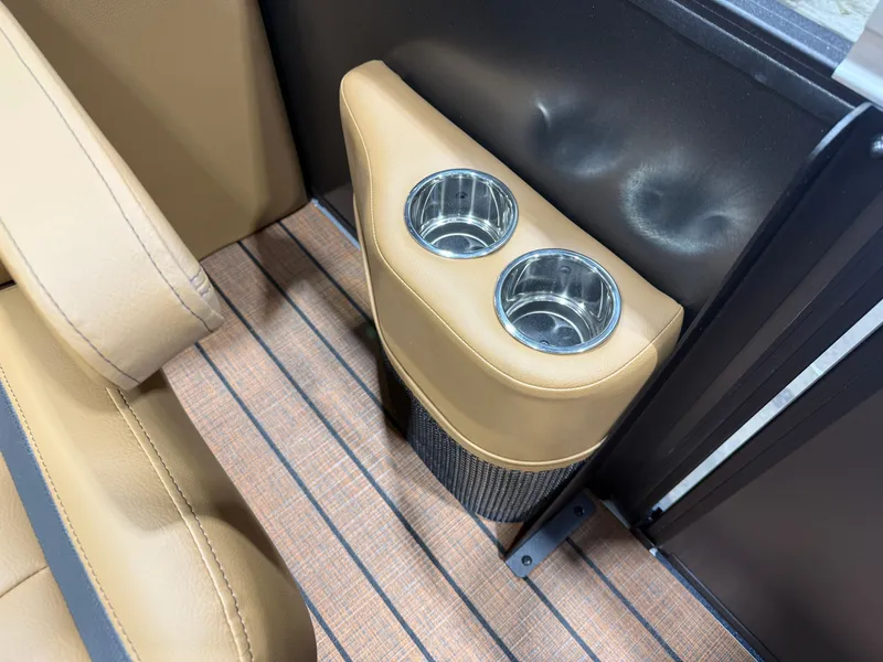 Slide: The Image of Bentley Pontoons Legacy 220 interior with cup holders, 2026 model. - 22
