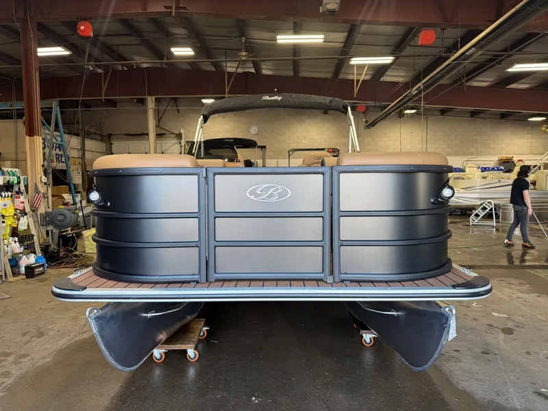 Slide: The Image of 2026 Bentley Pontoons Legacy 220 Navigator in warehouse. - 29