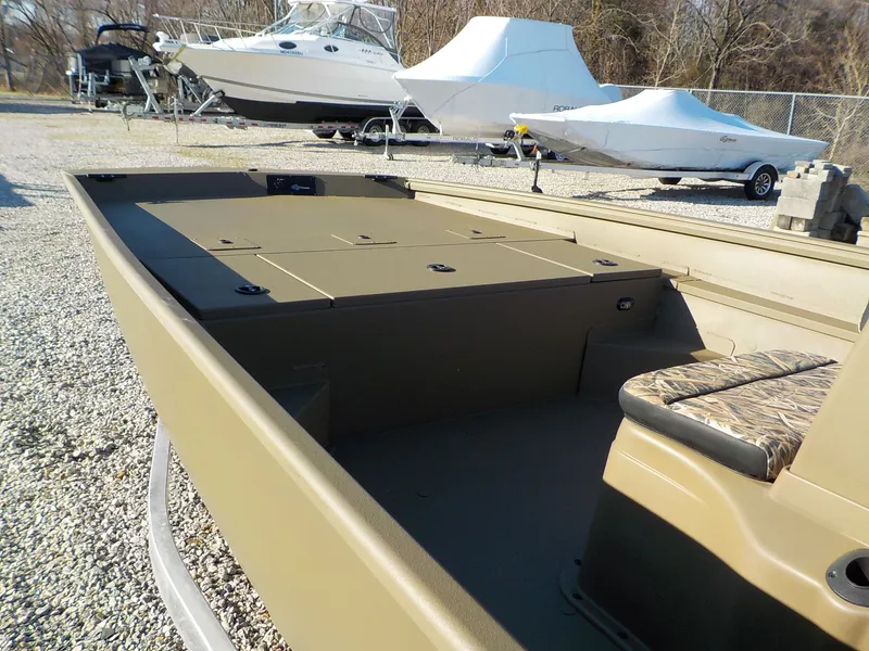 Slide: The Image of 2026 G3 Gator Tough Jon boat on gravel lot. - 8