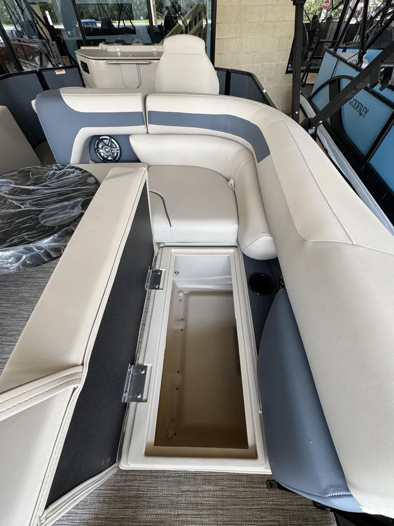 Slide: The Image of Interior of Godfrey SW 2286 Fish Stern 2026 with storage compartment. - 17