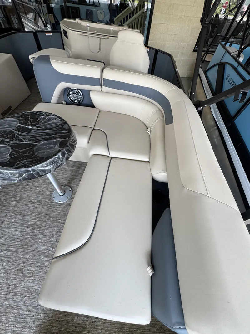 Slide: The Image of Interior of 2026 Godfrey SW 2286 Fish Stern with seating and table. - 38