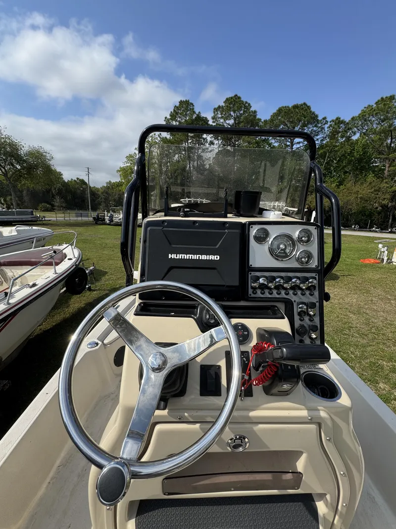 Slide: The Image of 2020 Blue Wave 2200 PureBay boat console with Humminbird system. - 20