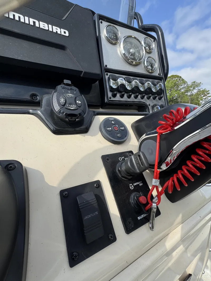 Slide: The Image of Dashboard of a 2020 Blue Wave 2200 PureBay boat. - 22