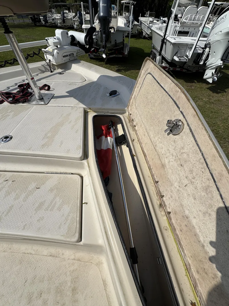 Slide: The Image of 2020 Blue Wave 2200 PureBay boat with open storage compartment. - 42