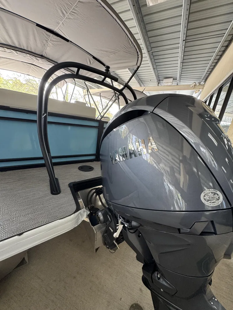 Slide: The Image of Godfrey SW 2286 Cruise 2026 with Yamaha engine under canopy. - 23