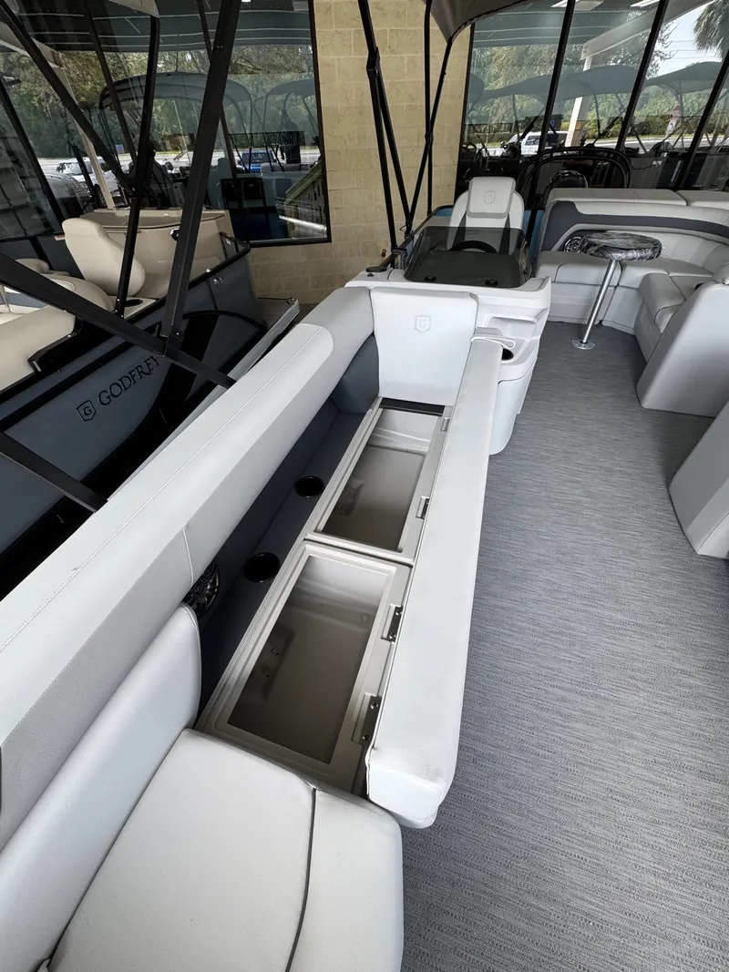 Slide: The Image of Interior of 2026 Godfrey SW 2286 Cruise Special Edition with seating and storage. - 42