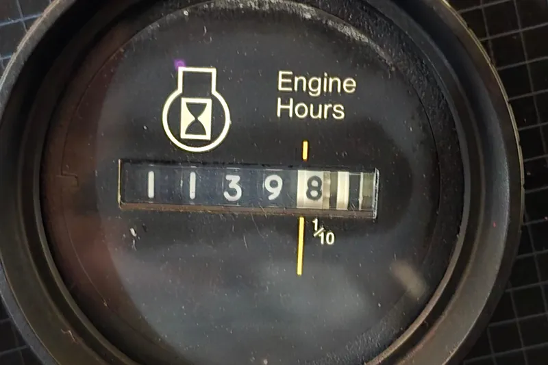 Slide: The Image of Engine hour meter showing 1139.8 hours on a 1987 Sea Ray 340 Sedan Bridge. - 10