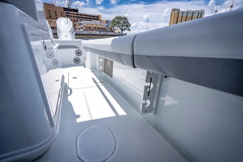 Slide: The Image of 2025 Yellowfin 36 Offshore boat interior with sleek design and modern features. - 35