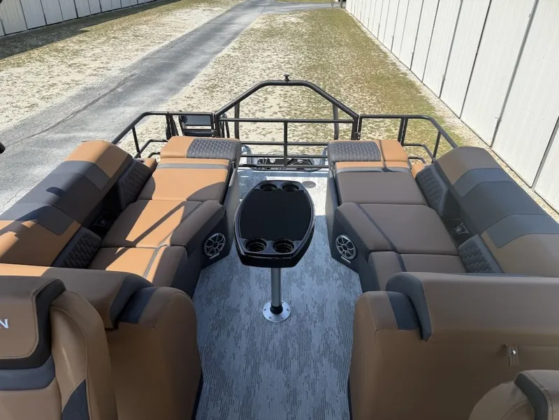 Slide: The Image of Interior of 2026 Sylvan L-3 LZ DH with luxurious seating. - 12