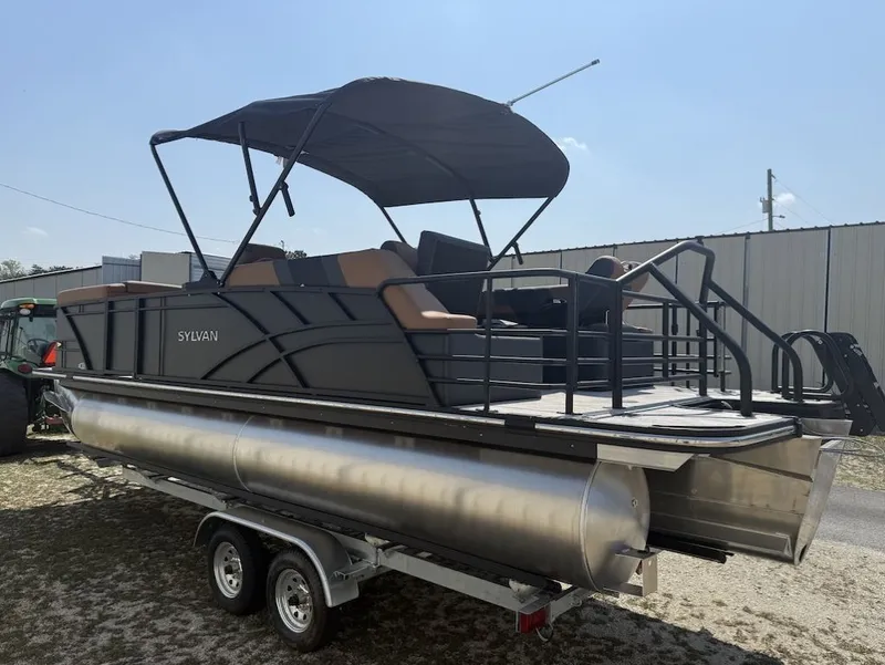 Slide: The Image of 2026 Sylvan L-3 LZ DH pontoon boat on trailer. - 3