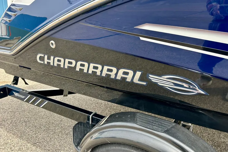 Slide: The Image of 2017 Chaparral 203 Vortex boat on trailer, close-up of logo and design. - 15