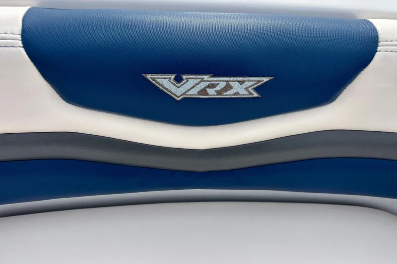 Slide: The Image of Blue and white Chaparral 203 Vortex 2017 boat seat with VRX logo. - 68