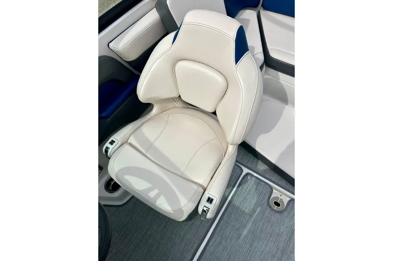 Slide: The Image of 2017 Chaparral 203 Vortex boat seat, featuring white upholstery and modern design. - 76
