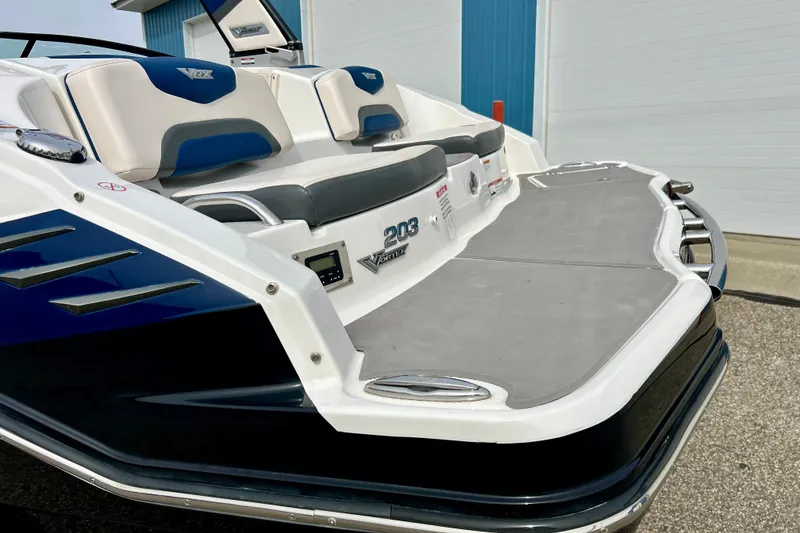 Slide: The Image of 2017 Chaparral 203 Vortex boat rear view with seating and swim platform. - 85