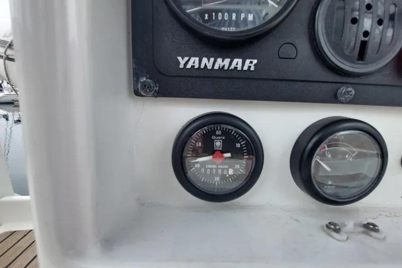 Slide: The Image of Close-up of Yanmar engine gauges on a 2002 Jeanneau Sun Odyssey 43 DS sailboat. - 32