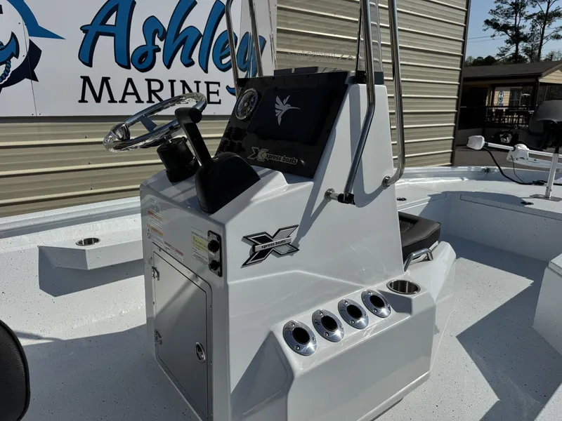 Slide: The Image of Xpress Hyper-Lift Series H22B-200HP boat, steering console, Ashley Marines. - 6